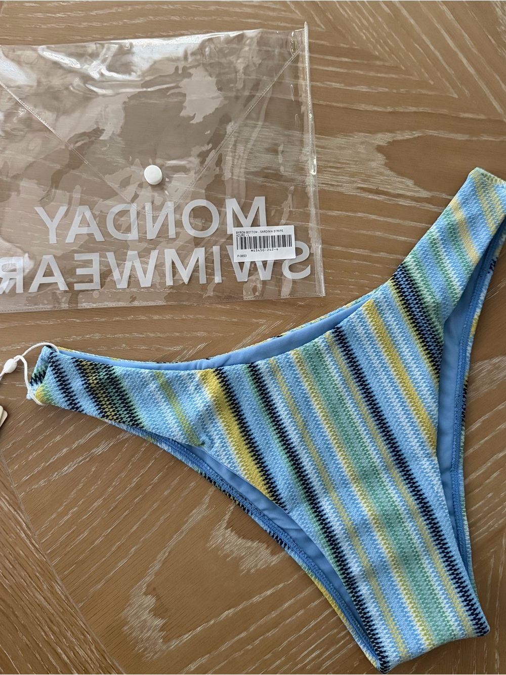 Monday Swimwear Sardinia Stripe Azure Byron Bottom - Size Large